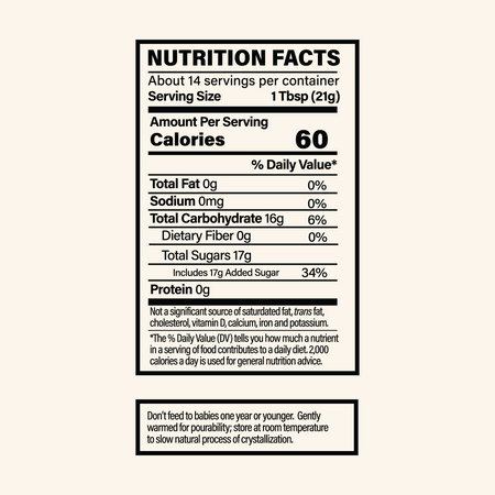 Nutrition facts label for a product with detailed information on calories, fat, sodium, carbohydrates, sugars, and protein content.