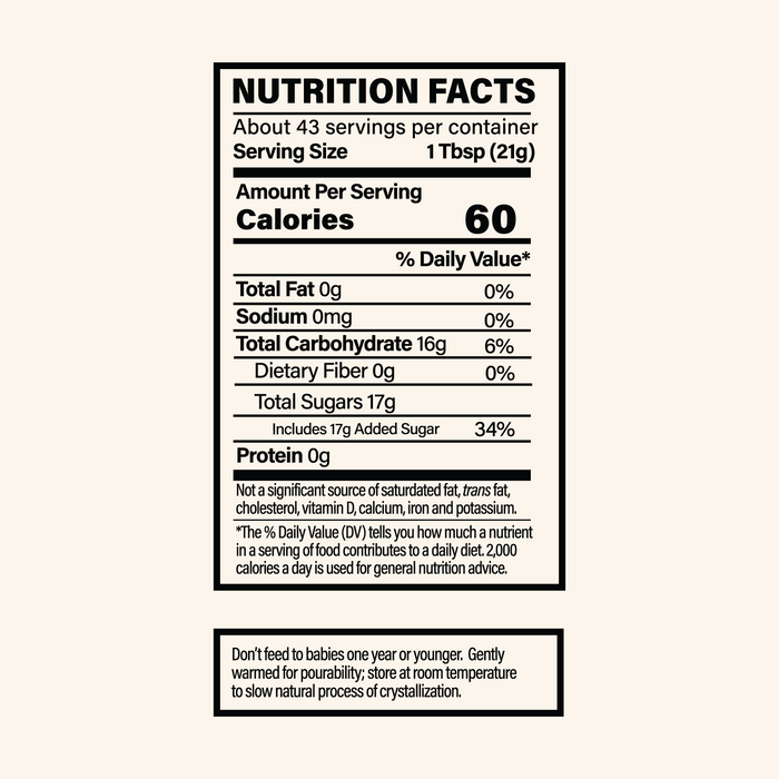 Nutrition facts label for a product with detailed information on calories, fat, sodium, carbohydrates, fiber, sugars, and protein.