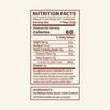 Nutrition facts label for a product with detailed information on calories, fat, sodium, carbohydrates, sugars, and protein content.