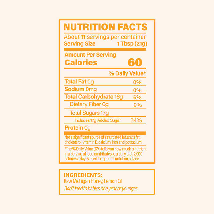Nutrition facts label for a product with 60 calories per serving on a white background.