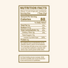Nutrition facts label for a product with detailed calorie and ingredient information.