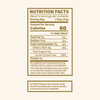 Nutrition facts label for a product with detailed calorie and ingredient information.