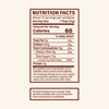 Nutrition facts label for a product with detailed information on calories, fat, carbohydrates, and more.