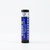 Blueberry Pie Lip balm tube with blue label and black cap on a white background