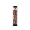 Lip balm with a brown label on a white background