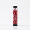 Lip balm with red and white packaging on a white background